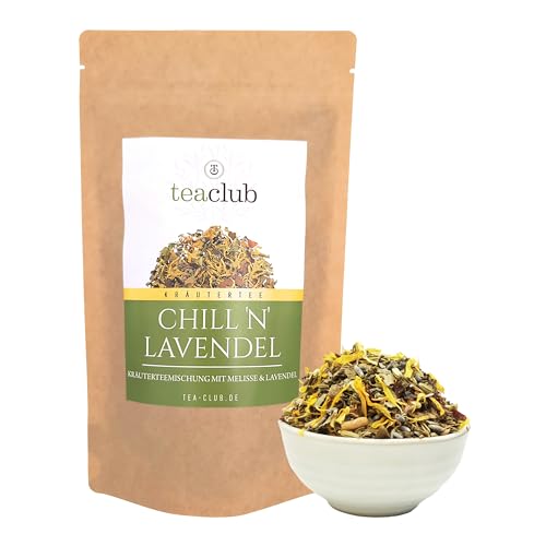 Chill N Lavendel 50g, Lavendel Tee Mischung lose, Abendtee Kräutertee Mischung mit Lavendel Fenchel Kümmel Anis, TeaClub Herbal Tea von TeaClub