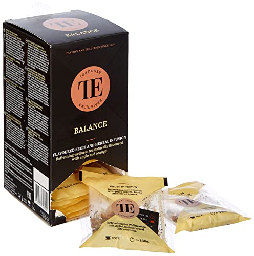 Teahouse Exclusives Luxury Tea Bag Balance, 15 Beutel - Erfrischender Wellnesstee natürlich aromatisiert mit Apfel und Orange von Teahouse Exclusives