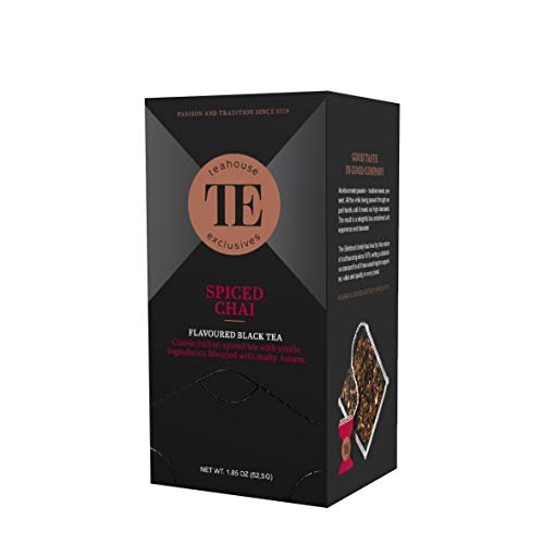 Teahouse Exclusives Luxury Tea Bag Spiced Chai, 15 Beutel - Klassisch indischer Gewürztee mit Zimt, Ingwer und Kardamom und malzigen Assam von Teahouse Exclusives