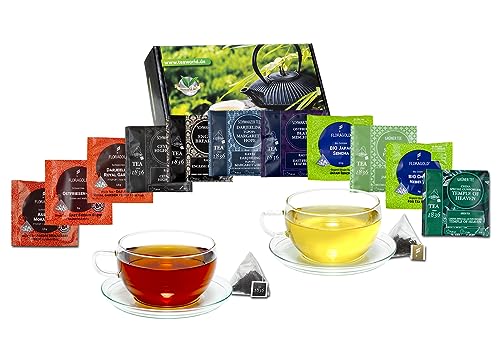 33 Pyramiden-Teebeutel Grüner und Schwarztee klassisch Probierset von Teaworld