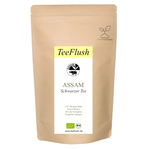 Schwarztee Assam CTC, Bio, 1000g, Ernte 2023, Teegarten Jamguri, Blatt: CTC-Broken-Blatt, rötlich-braun, Geschmack: belebend würzig, vollmundig von TeeFlush