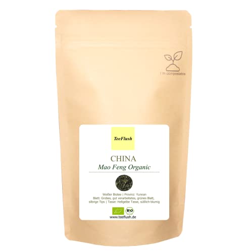 China Mao Feng, Weißer Tee, Bio, 250g, lose Blätter, Ernte 2024, Provinz: Yunnan, Tasse: Hellgelbe Tasse, süßlich-blumig von TeeFlush