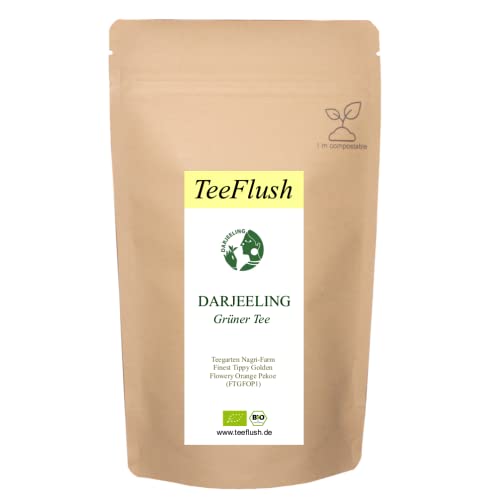 Darjeeling Grüner Tee, Bio, FTGFOP1, Ernte 2022, lose Blätter, 100g, Teegarten - Nagri Farm, Gesschmack: blumig, zartbitter; dabei mild und frisch von TeeFlush