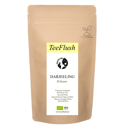 Darjeeling Second Flush FTGFOP1, Bio, 2021, Teegarten Lingia, 100g, Schwarztee lose, Geschmack: blumig, etwas kräftig, jedoch abgerundet mit Muskatellerton von TeeFlush