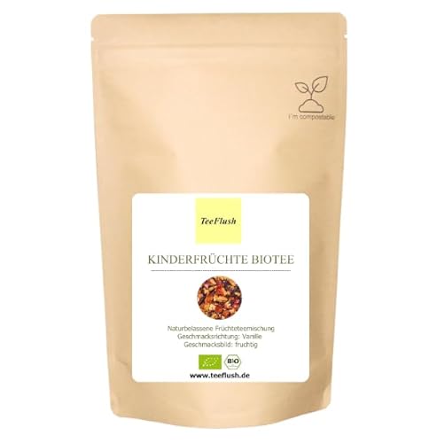 Kinderfrüchte Biotee, Naturbelassene Früchteteemischung, Geschmacksbild: fruchtig, Geschmacksrichtung: Vanille (250g) von TeeFlush