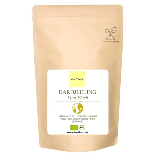 Spitzen - Darjeeling First Flush, Ernte 2024, Flugtee, Bio, FTGFOP1, Schwarzer Tee, 250g, Teegarten Tumsong, Geschmack: vollblumig, fruchtig, spritzig, hocharomatisch von TeeFlush