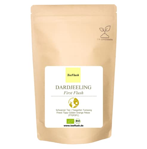 Spitzen - Darjeeling First Flush Bio, FTGFOP1, Flugtee, Ernte 2024, Schwarzer Tee, 500g, Teegarten Tumsong, Geschmack: vollblumig, fruchtig, spritzig, hocharomatisch von TeeFlush