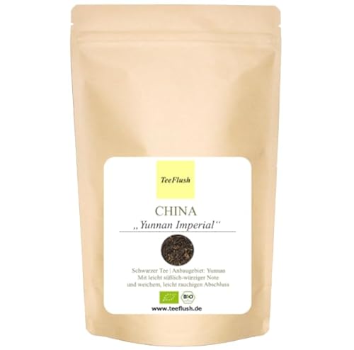 Yunnan Imperial, Schwarzer Tee, Bio, 500g, Ernte 2024, Herkunft China, Anbaugebiet Yunnan, Geschmack: leicht süßlich-würziger Note und weichem, leicht rauchigen Abschluss von TeeFlush