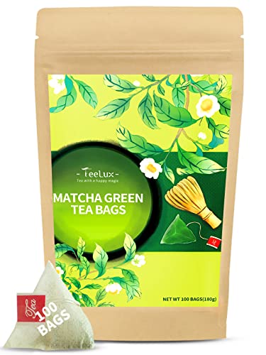 TeeLux Grüner Tee mit Matcha 100 Stück, Vegan, Super Antioxidans, Kalorienfrei, Mischung aus japanischem Matcha und Sencha Grüntee, klassischer Geschmack von TeeLux