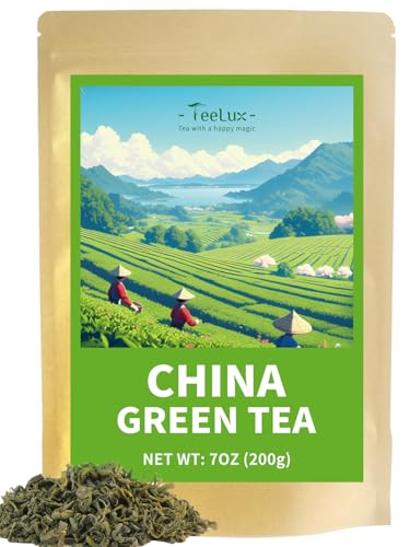 TeeLux Premium Grüner Tee Lose 200g aus China, Vegan, Erfrischend, Reich an Antioxidantien, Reiner Natürlicher Grüner Tee, Lose Tee Blätter von TeeLux