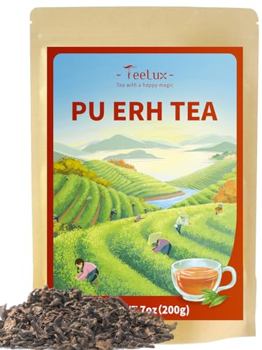 TeeLux Pu Erh Tee 200g, Vegan, Puerh Tee Lose, Fermentations Pu Er Tee aus Yunnan, China, Natürlicher, Weicher & Reicher Geschmack von TeeLux