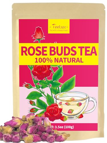 TeeLux Rosenblüten Getrocknet 100g, Reine Essbare Blüten, Koffeinfreier Kräutertee, Natürliche Aromatischer Rosentee, Lebensmittelqualität Rosenblüten zum Backen, Trinken, Dekorieren von TeeLux