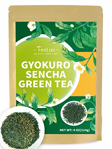 TeeLux Sencha Grüner Tee 114g, Reiner Natürlicher Gyokuro Tee Grüntee Lose, Glutenfrei, Erfrischendem Aroma von TeeLux