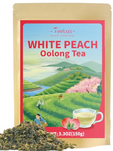 TeeLux Weißer Pfirsich Oolong Tee Lose 150g, Vegan, Reichhaltiger Pfirsichgeschmack, Süss und erfrischend, Natürlicher Loser Tee von TeeLux