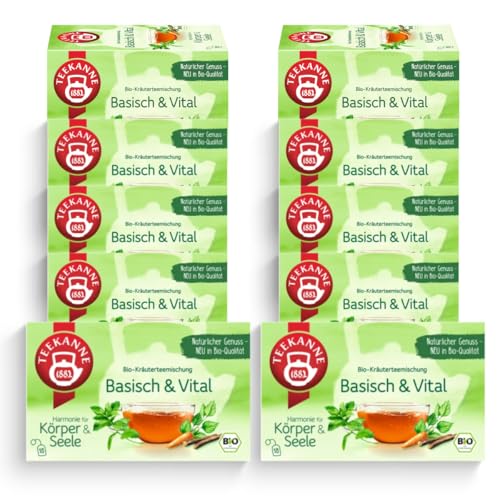 TEEKANNE Basisch & Vital Bio-Kräuterteemischung, 10 Packungen x 18 Beutel (10x 36g) von Teekanne