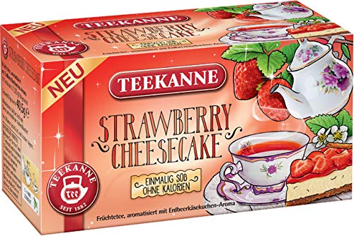 TEEKANNE Früchtetee Strawberry Cheesecake, Beutel kuvertiert, 18 x 2,25 g, Sie erhalten 1 Packung mit 18 Beutel von Teekanne