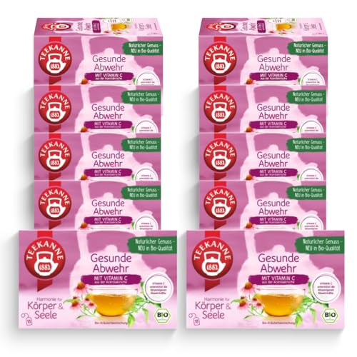 TEEKANNE Gesunde Abwehr Bio-Kräutertee, 10 Packungen x 18 Beutel (10x 36g) von Teekanne