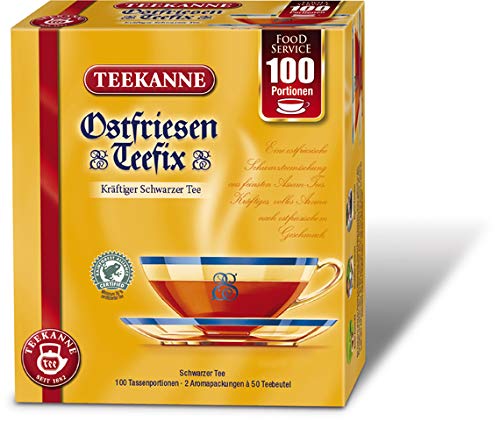 TEEKANNE Schwarztee Ostfriesen Teefix, Beutel, Karton, 2 x 50 Beutel à 1,5 g, Sie erhalten 1 Packung mit 100 Beutel von Teekanne