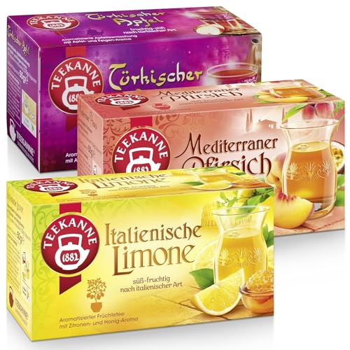 Teekanne Ländertee-Set 3 Sorten, Italienische Limone, Mediterraner Pfirsich & Türkischer Apfel, 155 g von Teekanne