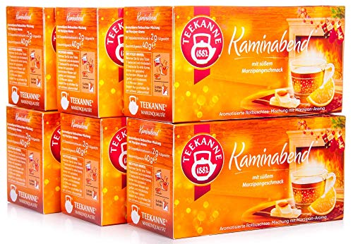 Teekanne Kaminabend, Rooibostee mit Orange-Zimt- und Marzipan-Aroma, 12er Pack (12 x 20 Teebeutel), 12 x 40 g von Teekanne