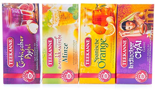 Teekanne Ländertee-Set 4 Sorten, Marokkanische Minze, Türkischer Apfel, Indischer Chai, Spanische Orange von Teekanne