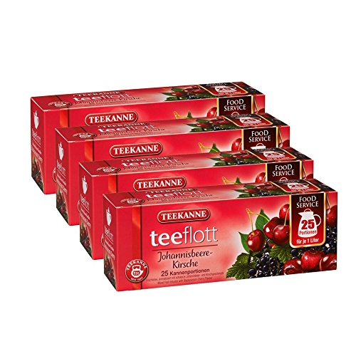 Teekanne teeflott 1 Liter Beutel "Johannisbeere - Kirsche" 4er Pack von Teekanne