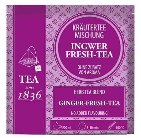 Kräuterteemischung Ingwer-Fresh-Tee ohne Zusatz von Aroma 50 Pyramidenbeutel im Sachet à 2 g von Teemando