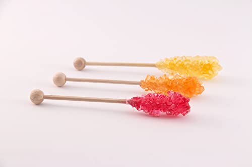 Teeparadies Löw 4 Orange / 4 Erdbeere / 4 Zitrone Mix Kandissticks einzeln verpackt 11cm | Kandiszucker Sticks | Zucker Kandis Zuckerstangen | Teezucker Kandis am Stiel | Tee Zucker am Stiel von Teeparadies Löw