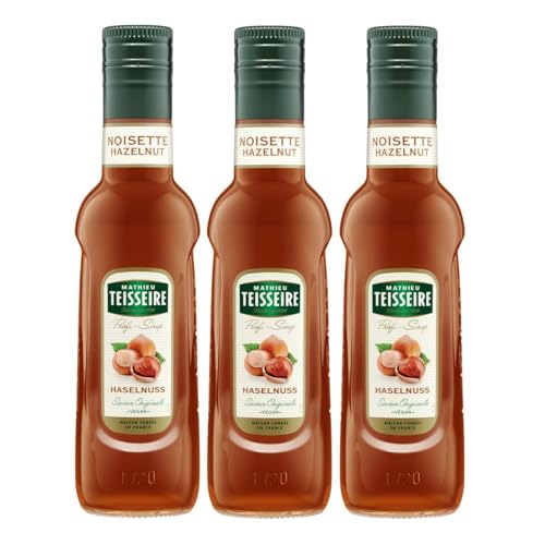 Mathieu Teisseire Getränke Sirup 250ml - Für Cocktails, Kaffee, Sorbets, Eis Smoothies uvm. mit und ohne Zucker zuckerfrei (3er Pack, Haselnuss) von Mathieu Teisseire