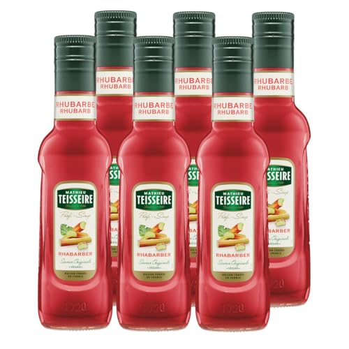 Mathieu Teisseire Getränke Sirup 250ml - Für Cocktails, Kaffee, Sorbets, Eis Smoothies uvm. mit und ohne Zucker zuckerfrei (6er Pack, Rhabarber) von Teisseire