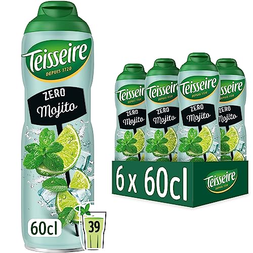 Teisseire Mojito Zero - für alkoholfreie Erfrischungsgetränke mit authentischem Mojito-Cocktailgeschmack, 6x600 ml von Teisseire