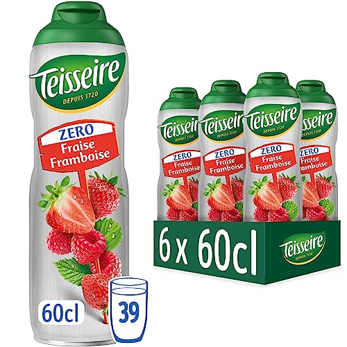 Teisseire Erdbeere-Himbeere (Fraise - Framboise) Zero - Zuckerfrei für Erfrischungsgetränke, 6x600 ml von Teisseire