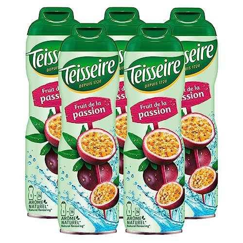 Teisseire Getränke-Sirup Passion Fruit/Passionsfrucht 600ml - Sirup der genauso schmeckt wie die Frucht (5er Pack) von Teisseire