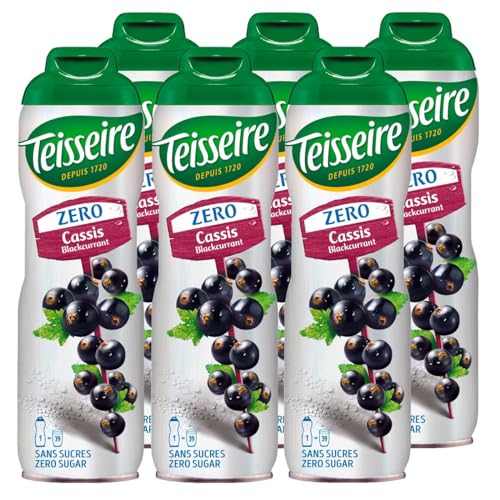 Teisseire Sirup Cassis zero Zucker 600ml - Cocktails Milchshakes (6er Pack) von Teisseire