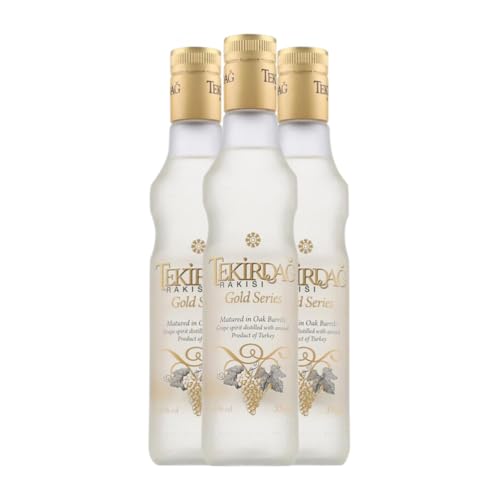 Anislikör Tekirdag Gold Series Raki Drittel-Liter-Flasche 35 cl (Karton mit 3 Drittel-Liter-Flasche von 35 cl) von Tekirdag