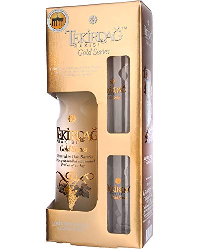 Tekirdag Raki Gold Series 0,7l Limited Edition mit 2 Gratis Gläsern von Tekirdag