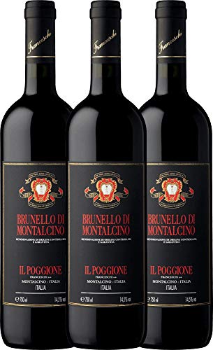 3er Weinpaket Rotwein - Brunello di Montalcino DOCG 2017 - Tenuta il Poggione mit einem VINELLO.weinausgießer | 3 x 0,75 Liter von Tenuta Il Poggione