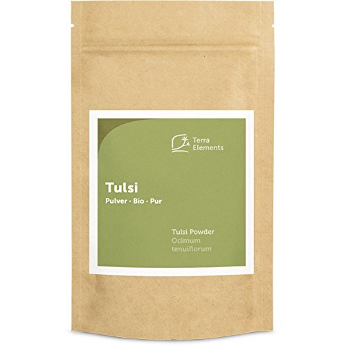 Terra Elements Bio Tulsi Pulver, 100 g I Heiliges Basilikum I 100% rein I Vegan I Rohkost von Terra Elements