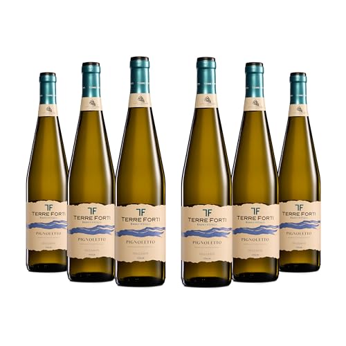 Terre Forti Pignoletto DOC, Frischer und Fruchtiger, Weißer Italienischer Perlwein, 12 % Vol., Karton mit 6 Flaschen mit jeweils 750 ml von Terre Forti