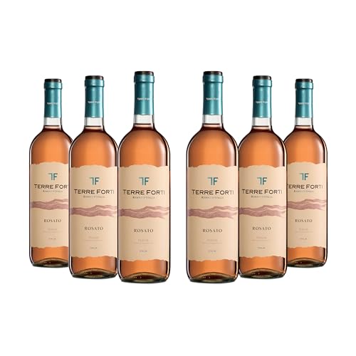 Terre Forti Rosato Puglia IGT, Italienischer Rosé mit Kirsch- und Erdbeernoten, 12 % Vol., Karton mit 6 Flaschen mit jeweils 750 ml von Terre Forti