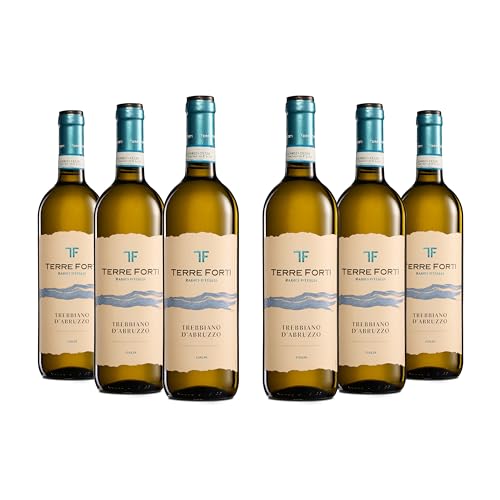 Terre Forti Trebbiano d'Abruzzo DOC, italienischer Weißwein mit milden und mineralischen, blumigen Noten, 12% Vol. Karton mit 6 Flaschen 750 ml. von Terre Forti