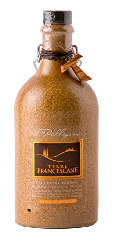 Terre Francescane - natives Olivenöl extra kaltgepresst "Il Cantico" GUSTO EQUILIBRATO / Mittelfruchtig Italien (500 ml) / inkl. Anhänger-Kreuz aus Olivenholz von Terre Francescane