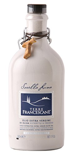 Terre Francescane - natives Olivenöl extra kaltgepresst "Il Cantico" LEGGERO / MILD fruchtig Italien (500 ml) / inkl. Anhänger-Kreuz aus Olivenholz von Terre Francescane