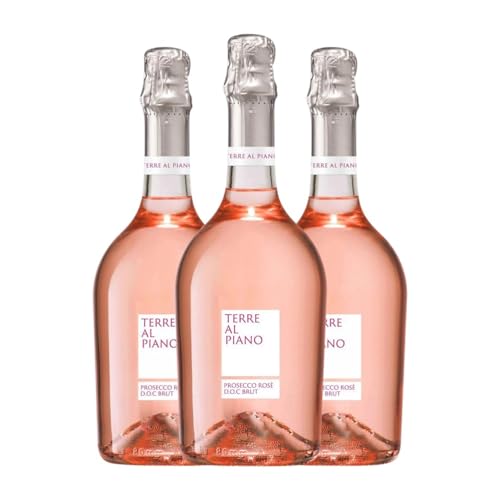 Terre al Piano Rose Brut Prosecco 75 cl Rosé Sekt (Karton mit 3 Flaschen von 75 cl) von Terre al Piano