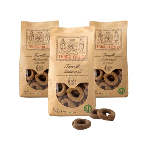 Terre Dei Trulli Taralli Pugliesi Multicereali - 3 Packungen à 250g | Gesunder Snack für Eine Schnelle und Leckere Mahlzeit | Gesunde Snacks, Salzige Snacks, Healthy Snacks von Terre dei Trulli