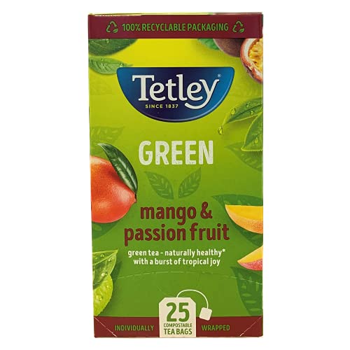 Mango & Passionsfrucht Grüntee Schnur & Etikett Umschläge 25 Teebeutel von Tetley