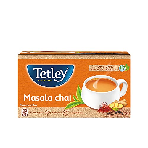 Tetley Masala Chai mit natürlichem Geschmack, schwarzer Tee, 50 Teebeutel, 100 g von Tetley