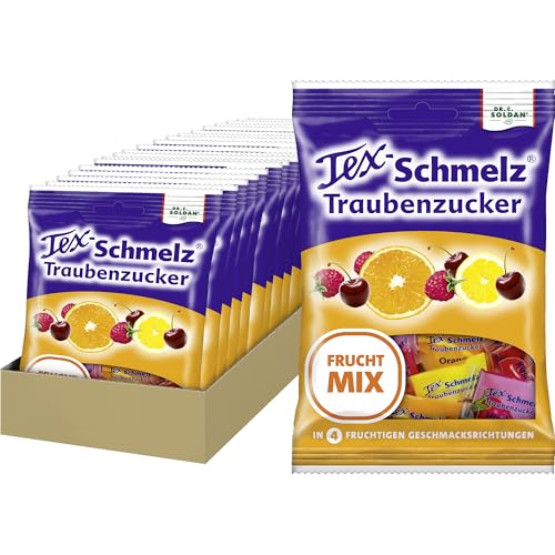 Tex-Schmelz Traubenzucker Frucht-Mix – 1500g Großpackung – Natürlicher, fruchtiger Traubenzucker, gluten- & laktosefrei, 20x75g von Tex-Schmelz