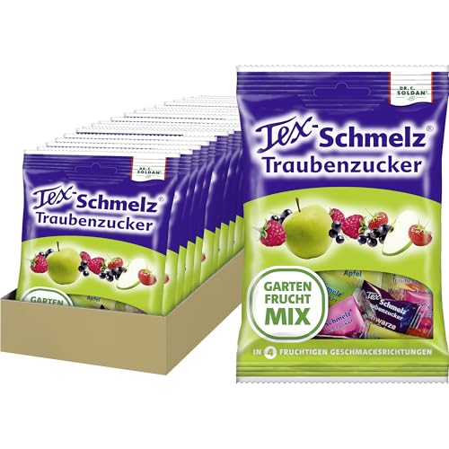 Tex-Schmelz Traubenzucker Gartenfrucht-Mix – 1500g Großpackung – Natürlicher, fruchtiger Traubenzucker, gluten- & laktosefrei, 20x75g von Tex-Schmelz