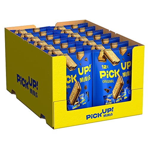 PiCK UP! minis Original (14 x 127 g), Mini-Keksriegel mit knackiger Milchschokoladentafel zwischen zwei knusprigen Keksen, der Snack zum Teilen, 14 x 12er Beutel von PiCK UP!